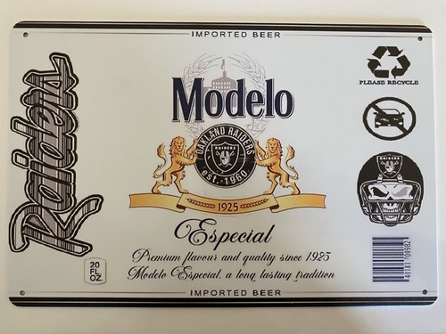 Las Vegas Raiders Modelo Beer Metal Sign - National Football League OAKLAND
