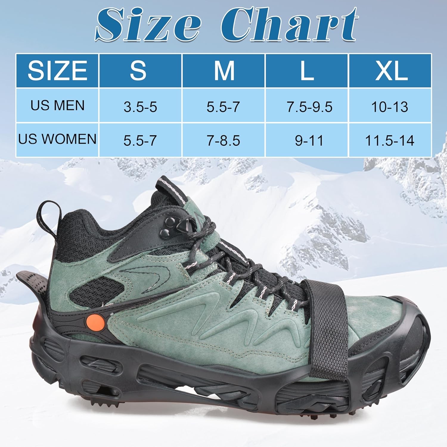 Ice Cleats Snow Traction Cleats Crampon for Walking on Snow and Ice Non-Slip Ove