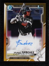2021 Bowman Chrome Prospects Gold Refractor 3/50 Yolbert Sanchez Auto 7c5