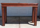 Rectangular Wood Console Table Brown, Slatted Top, Medium Wood Tone — photo 2