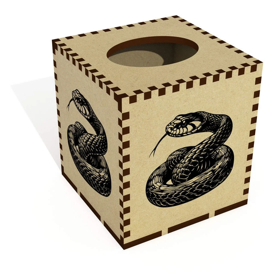 Square 'Wood Snake' Wooden Tissue Box Cover (TB00064457) - Image 1 of 1