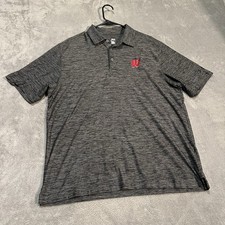 Wisconsin Badgers Polo Shirt Mens Large Tall Grey Under Armour Heatgear
