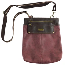 Chala Handbags Plum / Brown Crossbody Purse Shoulder Bag Zip, Faux Leather EUC!
