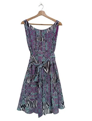 COMMA Trägerkleid Damen Kleid Gr. DE 40 lila-grün-schwarz Casual-Look