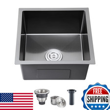 Black 18 Inch Undermount Kitchen Sink - Tsibomu 18 Gauge Stainless Steel 9 Deep