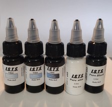Tattoo Ink Set - 5 bottles 1/2 Oz.ea L,M,D, greywash set Black white made in USA