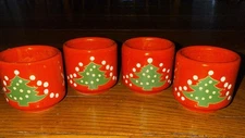 Waechtersbach Christmas Tree Candle Holders Red Set of 4