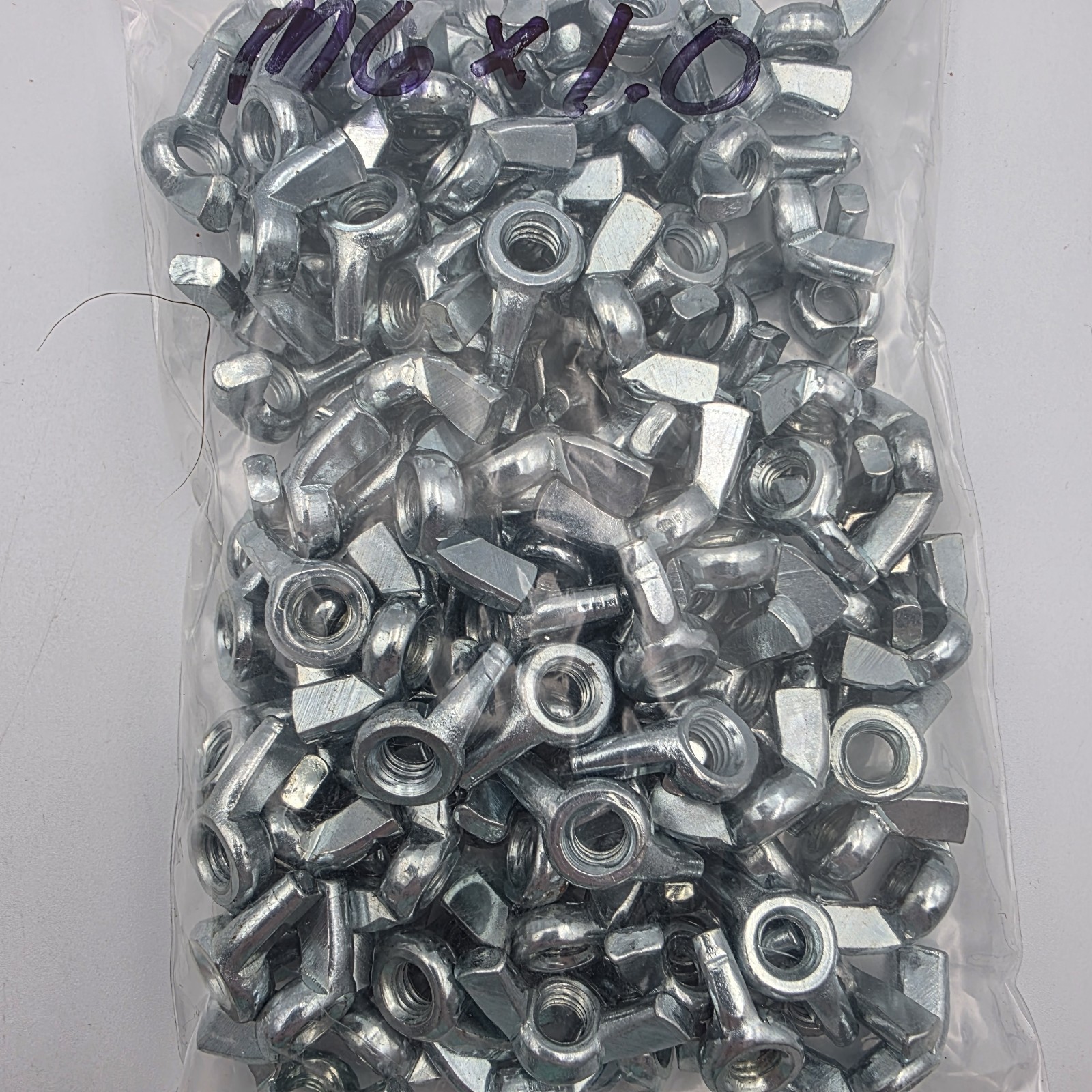 Wing Nut, Grade 5, Steel, Zinc Finish, Coarse Thread, M6-1.0