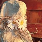 Rabbit Figurine Decor with Daisy Flowers & Raffia Bow, Approx. 13 in Tall — photo 4