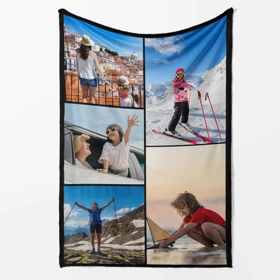 GIFTIMIZED Personalised 5 Photos Custom Blanket Custom Collage Picture Gift for Her or Him