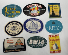 Vintage Hotel Travel Luggage Label Lot Europe Americas 9 Mid Century