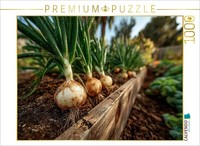 Calvendo Puzzle Fresh Onions Growing In The Garden Bed | 1000 Pieces, Finished S