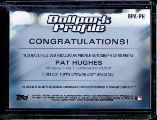 Pat Hughes Signed 2021 Topps Opening Day Card 'HOF 23' Chicago Cubs BPA-PH - Picture 2 of 2
