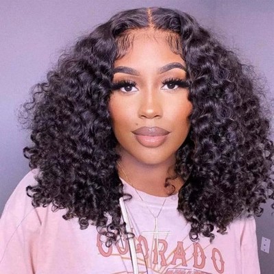 Bob WigHuman HairKinky Curly Pre Cut HD 13x4 Lace Front Human Hair Wig for Women