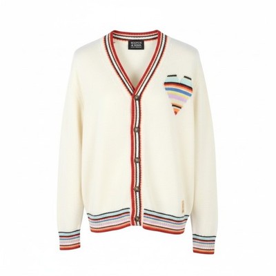 SCOTCH & SODA Herren Pullover S off white Leinenmischung Strick gemustert Cardigan *