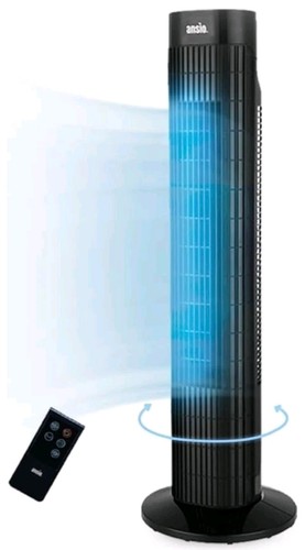 ANSIO 30" Tower Fan Remote Oscillating Bladeless 3 Speed Timer Black