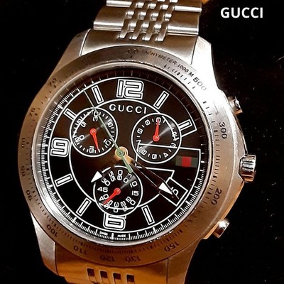 Gucci G-Timeless Chronograph Uhr schwarzes Zifferblatt Herren 4,8 cm...