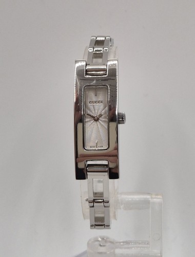 Gucci 3900L Stainless Steel Womens Watch Silver Guilloche Dial Box & Papers 2001