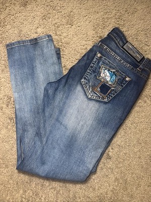 Grace in LA Boyfriend Jeans Women s Size 27 Distressed Patchwork Stretch Denim