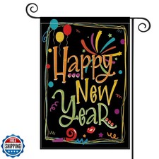 AVOIN Happy New Year Garden Flag Vertical Double Sized, Balloon F