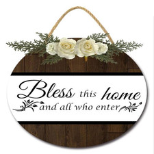 Bidesign Bless This Home Welcome Signs For Front Door Porch Rustic Wooden