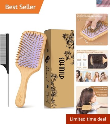 Bamboo Wooden Detangling Hairbrush - Massage & Enhance Growth for All Hair Types
