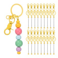 18Pcs Beadable Keychains, DIY Beaded Keychain Making Kit, Candy Yellow