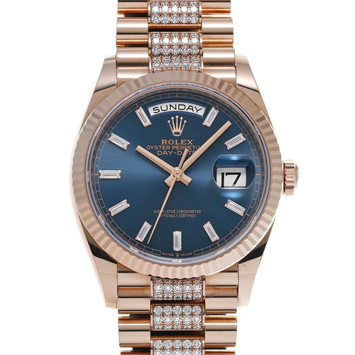 Rolex Day-Date 36 128235 36mm Rose Gold Green, Blue Wristwatch #WW022