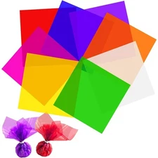 Colored Cellophane Sheets for Gift Wrapping Candy Crafts Party Decoration 120Pcs