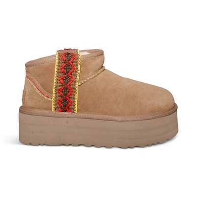 UGG CLASSIC ULTRA MINI BRAID PLATFORM CHESTNUT SUEDE WOMEN'S BOOTS SIZE US 9 NEW
