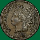 1890 Indian Head Cent Almost Uncirculated AU Coin #42842