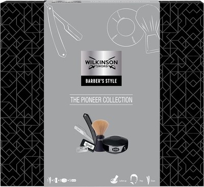 Wilkinson Sword Barber Style Pioneer Set Rasiermesser Pinsel Seife 5 Klingen Set