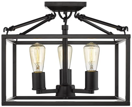 Golden Lighting Wesson 14" Matte Black Square 3-Light Ceiling Light - Picture 4 of 8