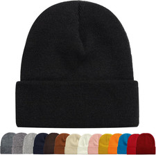 1 2 Packs Beanie for Men Women Men'S Beanie Hat Acrylic Knit Cuff Beanie Cap Slo