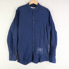 Earnest Sewn Shirt Mens Large Blue Button Down Cotton Linen Breathable Paris