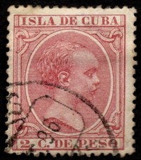  1cuba1 1896 King Alfonso XIII SG170 2c lake Used