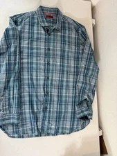 Alfani XL Men’s Button Up Long Sleeve Dress Shirt Blue