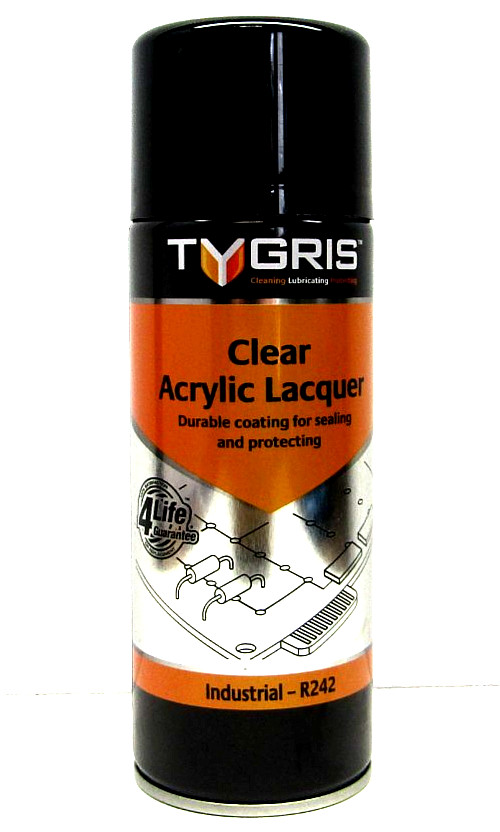 Tygris Clear Acrylic Lacquer Sealing & Protecting Lubricant Spray 1 x 400ml