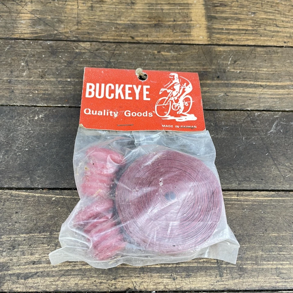 Vintage Buckeye Bike Handlebar Tape Drop Bar Plugs Red NOS New Ribbon 70s - Image 2 of 4