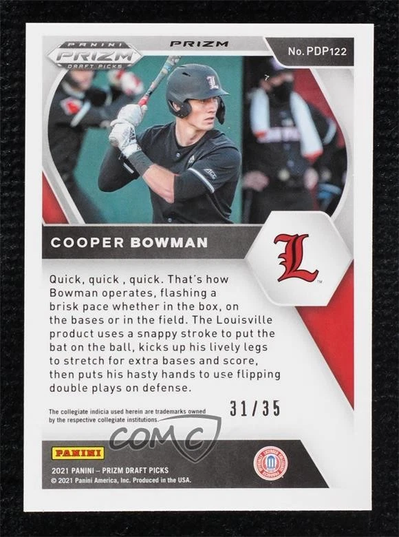 2021 Panini Prizm Draft Picks Power Plaid Prizm /35 Cooper Bowman #PDP122 - Image 2 of 2