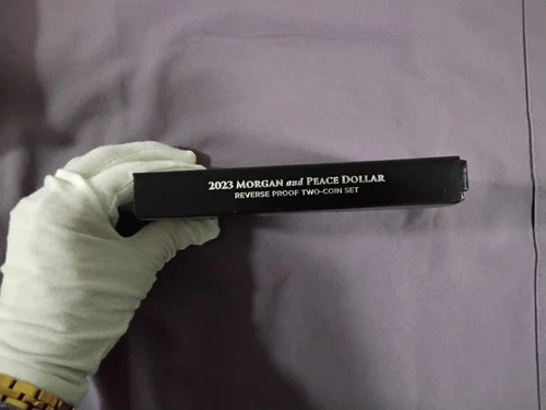 2023-S Reverse Proof $1 Morgan and Peace Silver Dollar 2pc Set Box ,OGP &