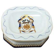 Nelson Rockefeller Collection Mottahedeh - Blue Gold Salt Dish -VA Vista Alegre