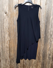 Tahari M Navy Blue Dress Layered Asymmetrical Office Cocktail Glam Statement Mod