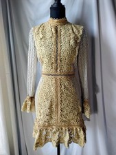 ASOS Cute Beige Lace Long Sleeve Mini Dress Size 2