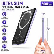 Magsafe Power Bank Wireless 5000mAh 8MM Ultra slim Magnetic 20W Fast Charge UK 