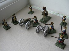 Minifigs 25mm SYW Prussian Foot Artillery Battery of 2 guns and 9 crew members.
