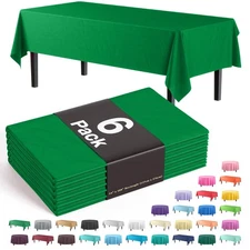 6-Pack Premium Plastic Tablecloth 54in. x 108in. Rectangle Plastic Table Cover -