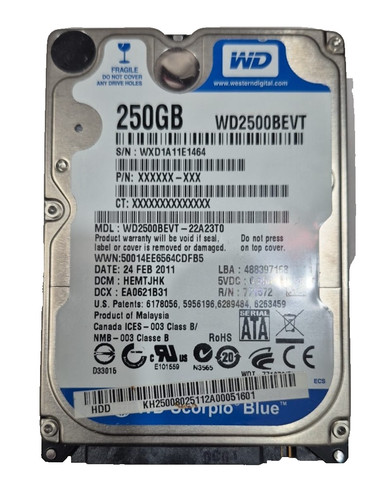 HDD WD 250GB 2.5” SATA Notebook WD2500BEVT Laptop Getestet Ok 💾