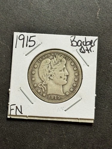 1915 P Barber Silver Quarter Nice FN Fine U.S. 25c Type Coin (Raw18278)