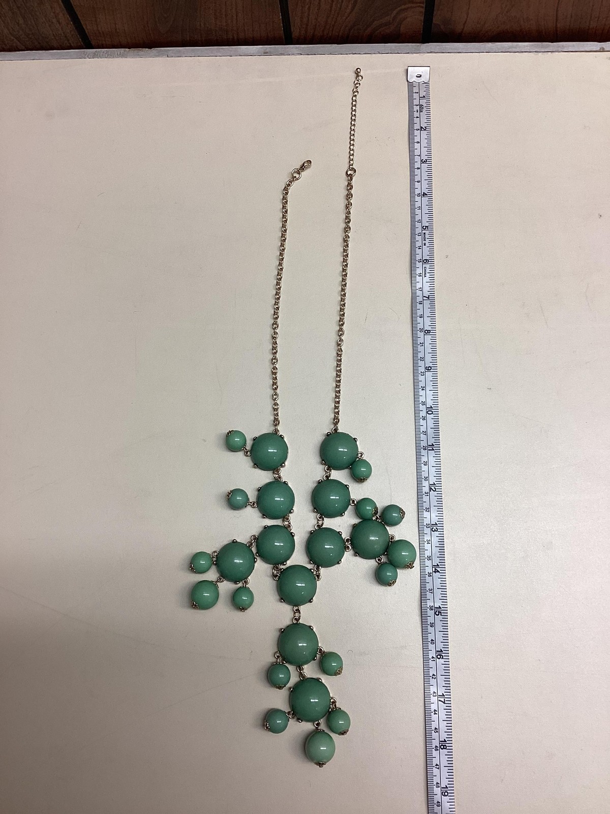 Statement Bubble Bib Necklace Mint Green Gold Ton… - image 8